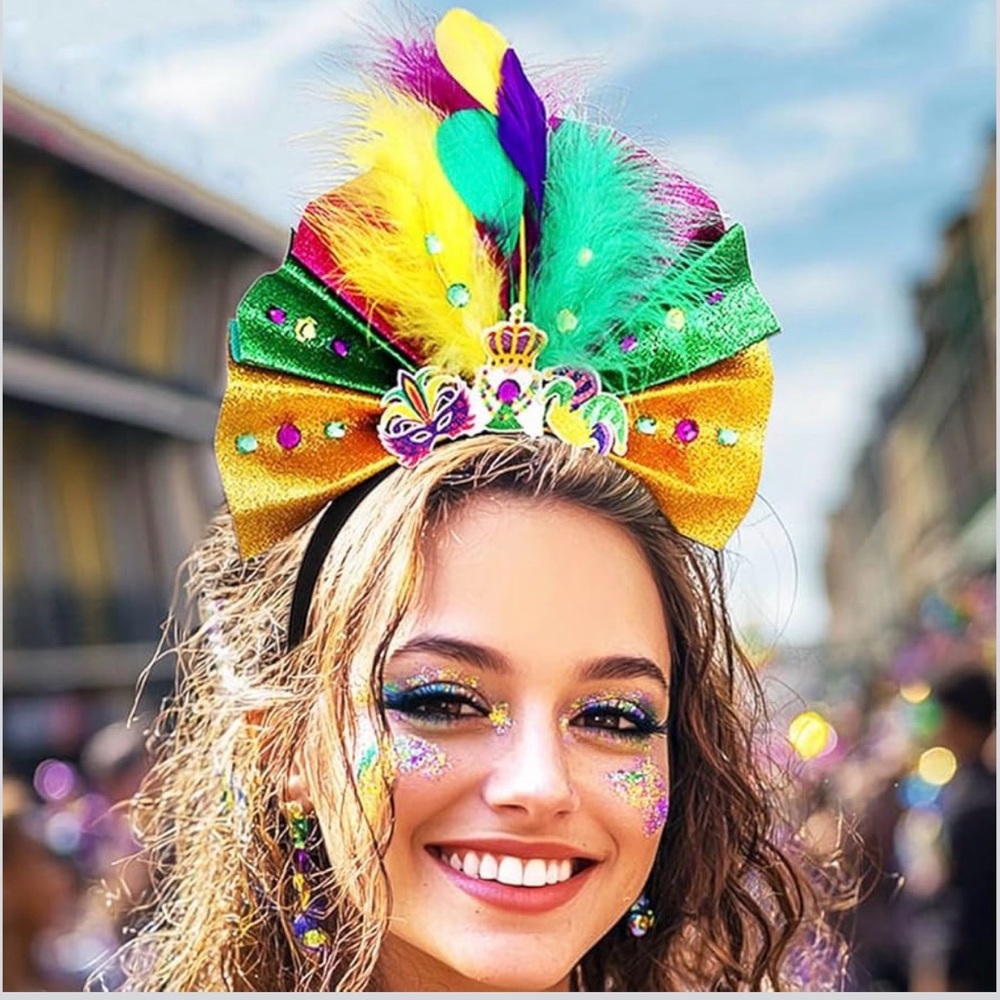 Mardi Gras Carnival Feathered Headband